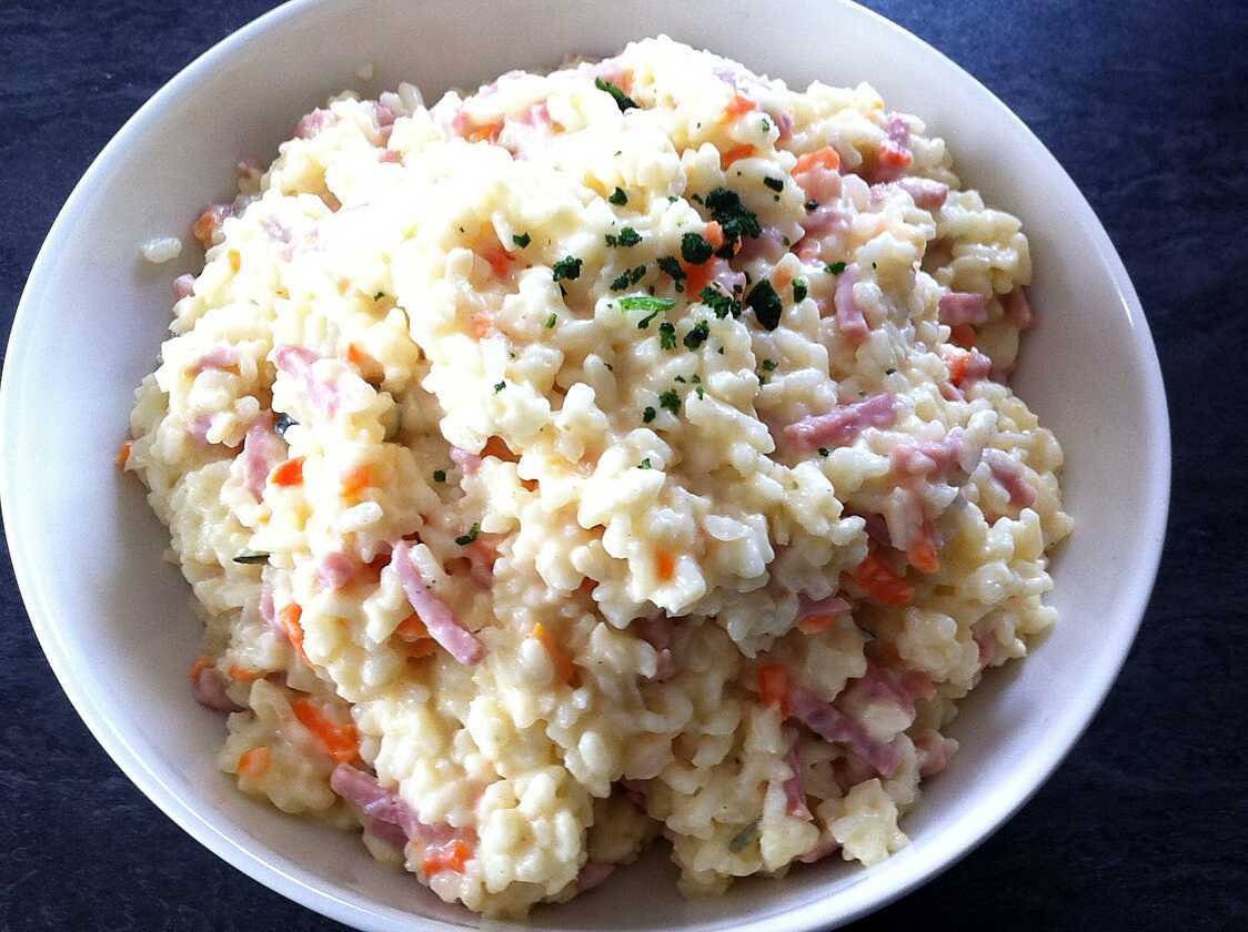 Recette de Risotto aux petits légumes et jambon fumé