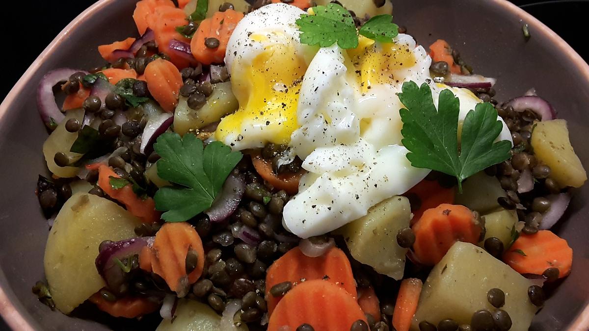 recette salade de lentilles et oeuf poché