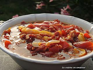 recette Duos de poivrons aux lardons au Cookéo