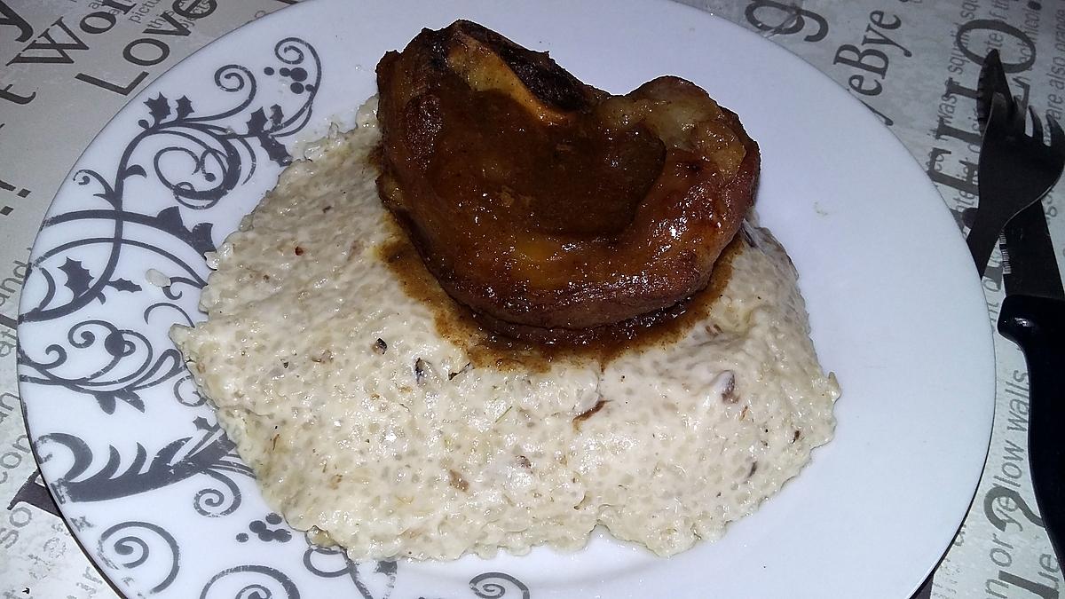 recette Risotto au champignons parmesan, et souris d'agneau laqué