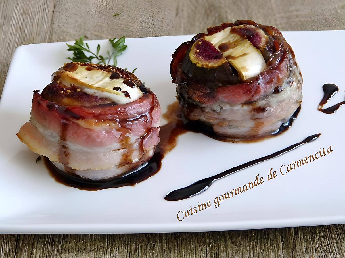 recette Figues rôties farcies au chèvre et crème de vinaigre balsamique au miel