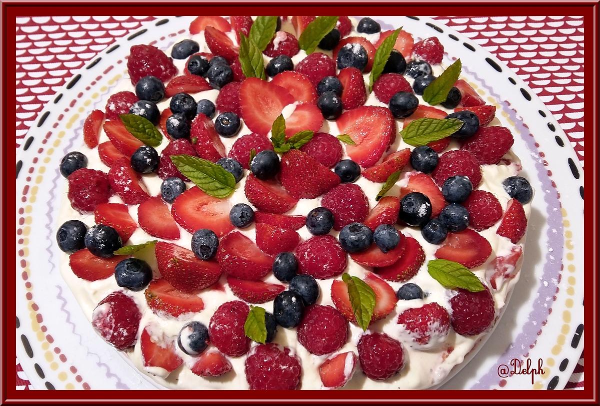 recette Tarte aux Fraises, Framboises , Myrtilles et Spéculoos sans cuisson.