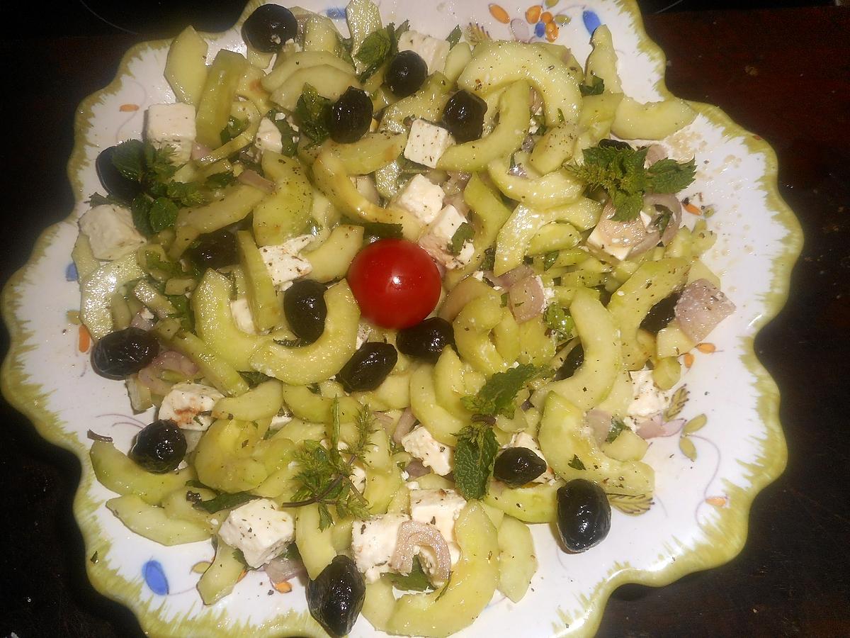 recette Salade de concombre à la féta et olives noires