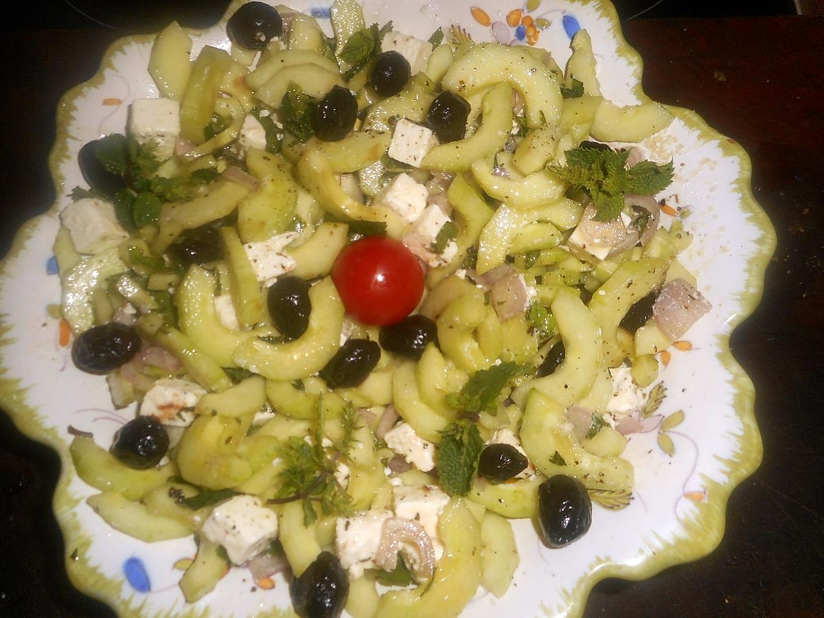 recette Salade de concombre à la féta et olives noires