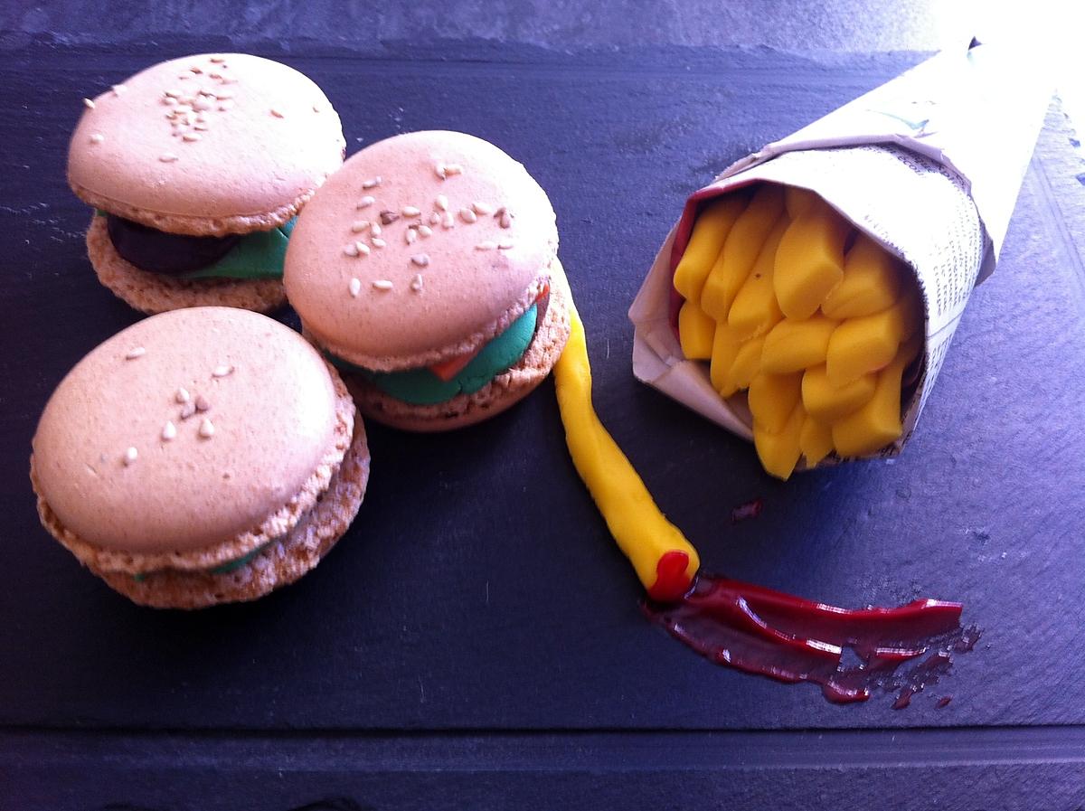 recette Macarons "burger" chocolat-framboise