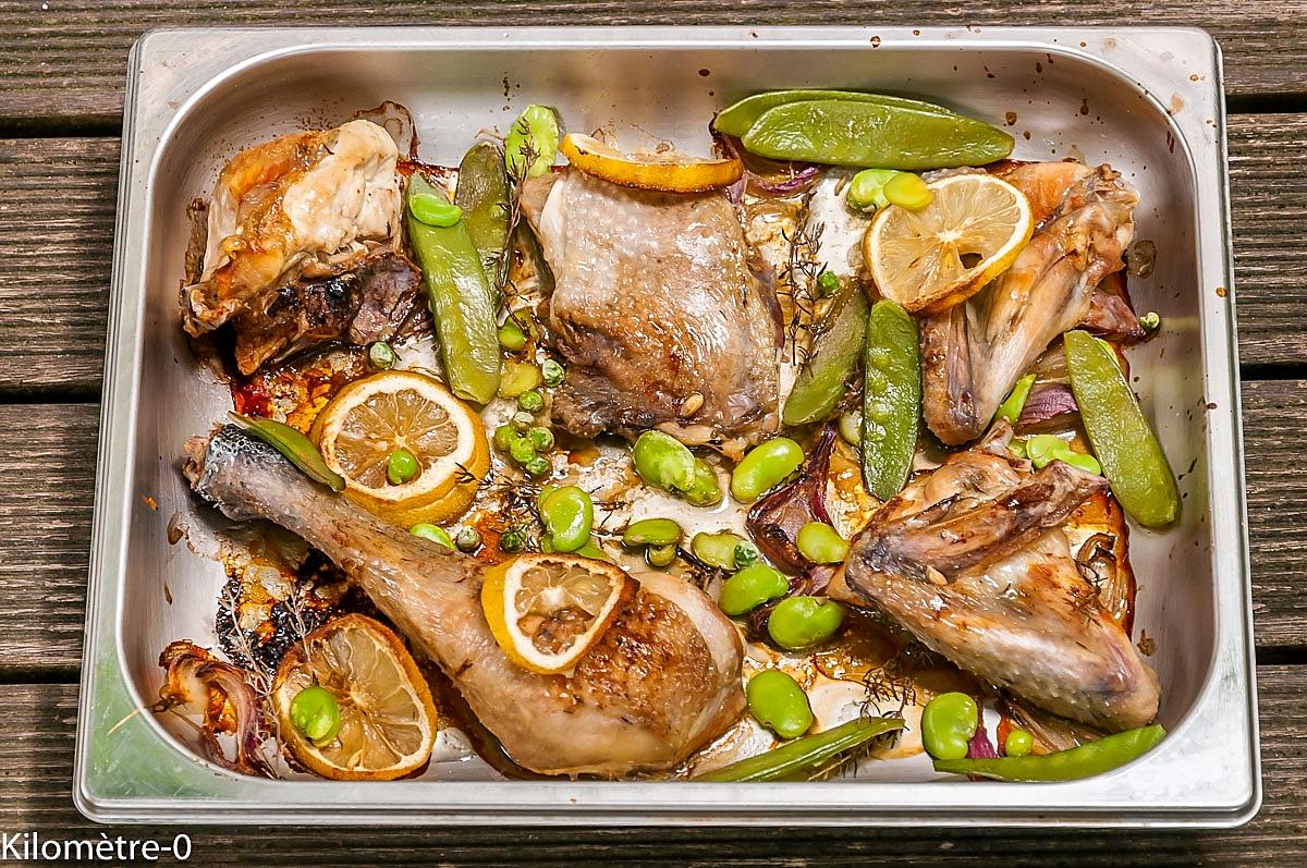 recette Poulet rôti au citron et légumes verts