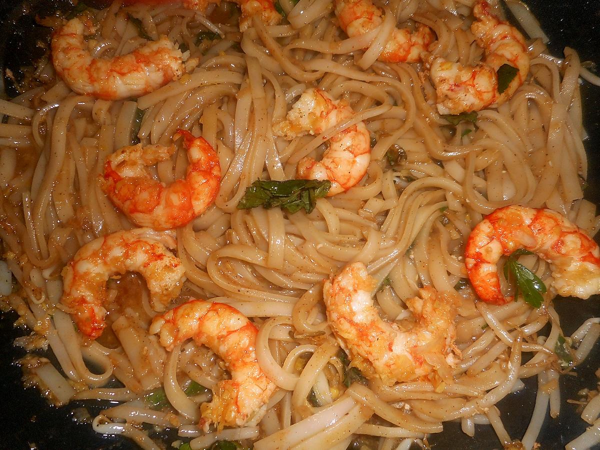 recette Nouilles de riz aux crevettes