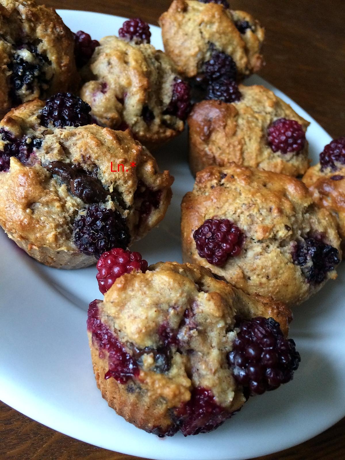 recette Muffins purée d'amandes & à la mûre