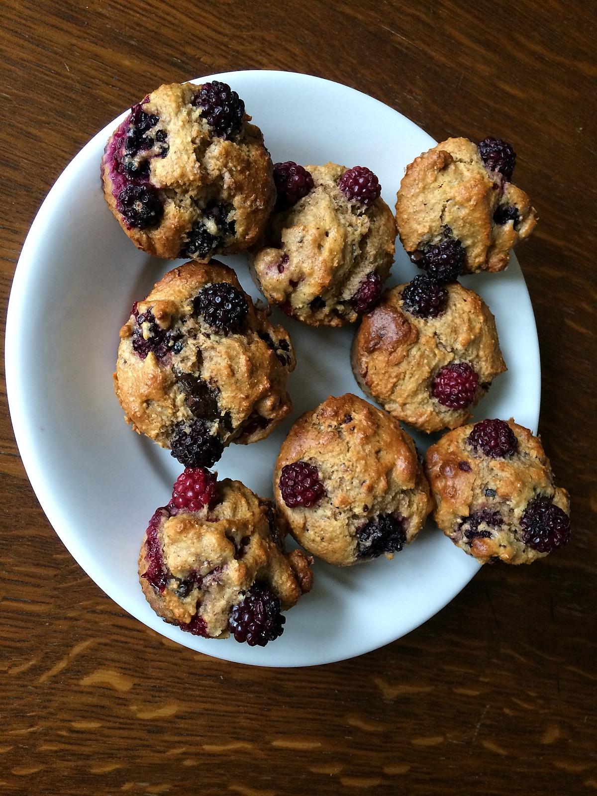 recette Muffins purée d'amandes & à la mûre