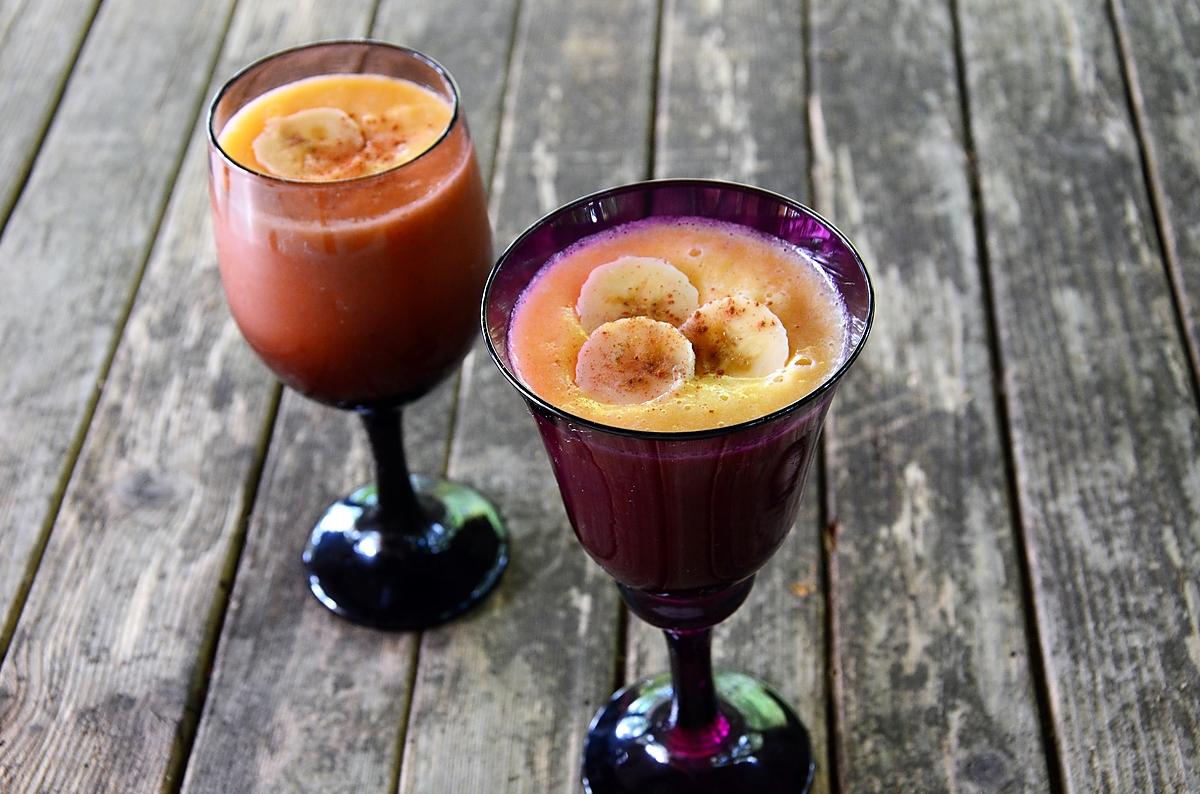 recette Smoothie Ananas, banane, melon, jus d'orange et cannelle