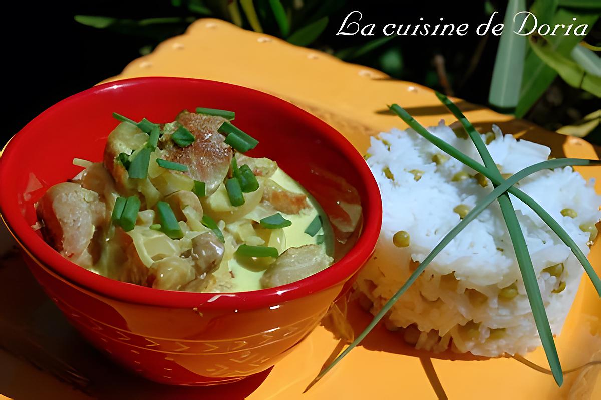 recette Porc au lait de coco et riz basmati aux petits pois