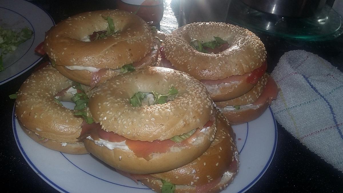 recette Sandwichs Bagels a la truite fumé