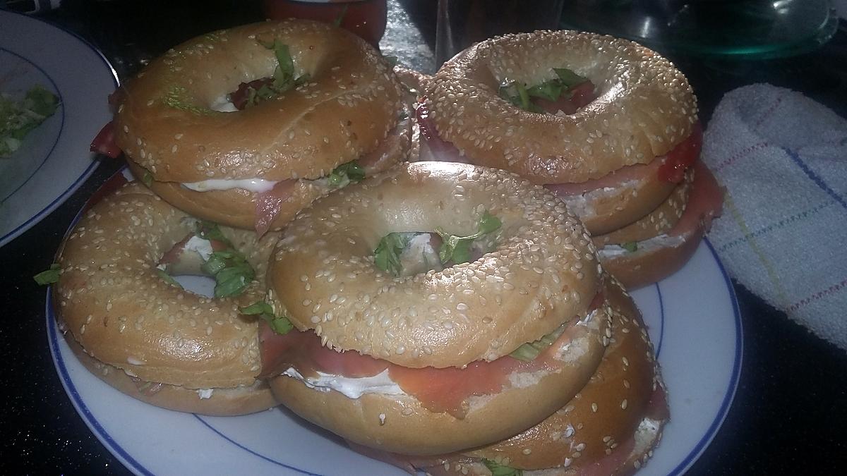 recette Sandwichs Bagels a la truite fumé