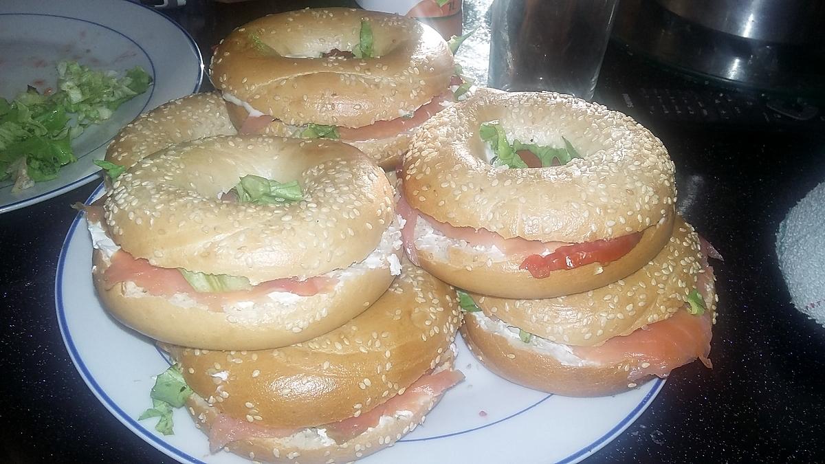 recette Sandwichs Bagels a la truite fumé