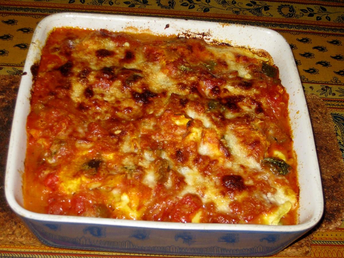 recette Gratin de tortellinis aux aubergines et aux fromages italiens