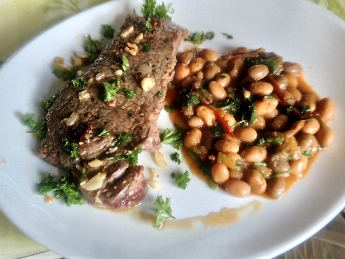 recette steak  ail haricots  blancs   de samar