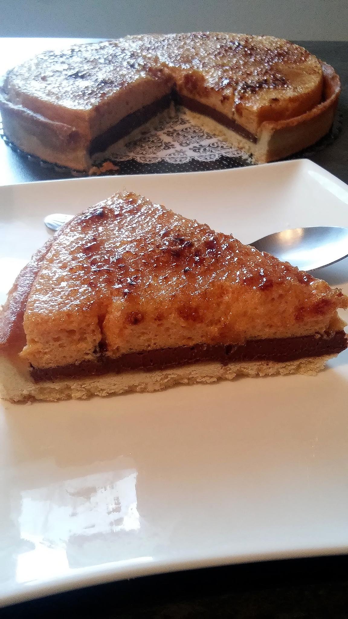 recette Tarte chocolat praliné et crème brûlée au caramel