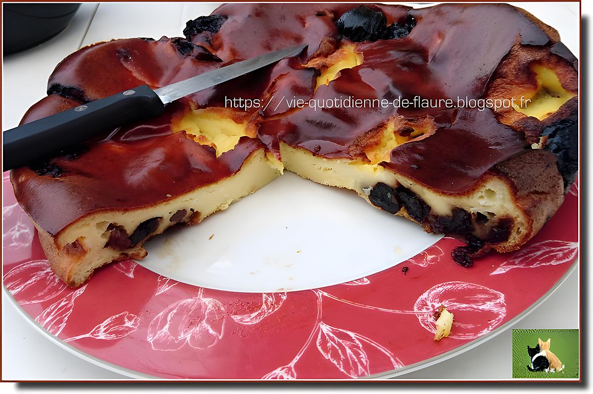 recette Flan aux pruneaux, raisins secs et cerises séchées