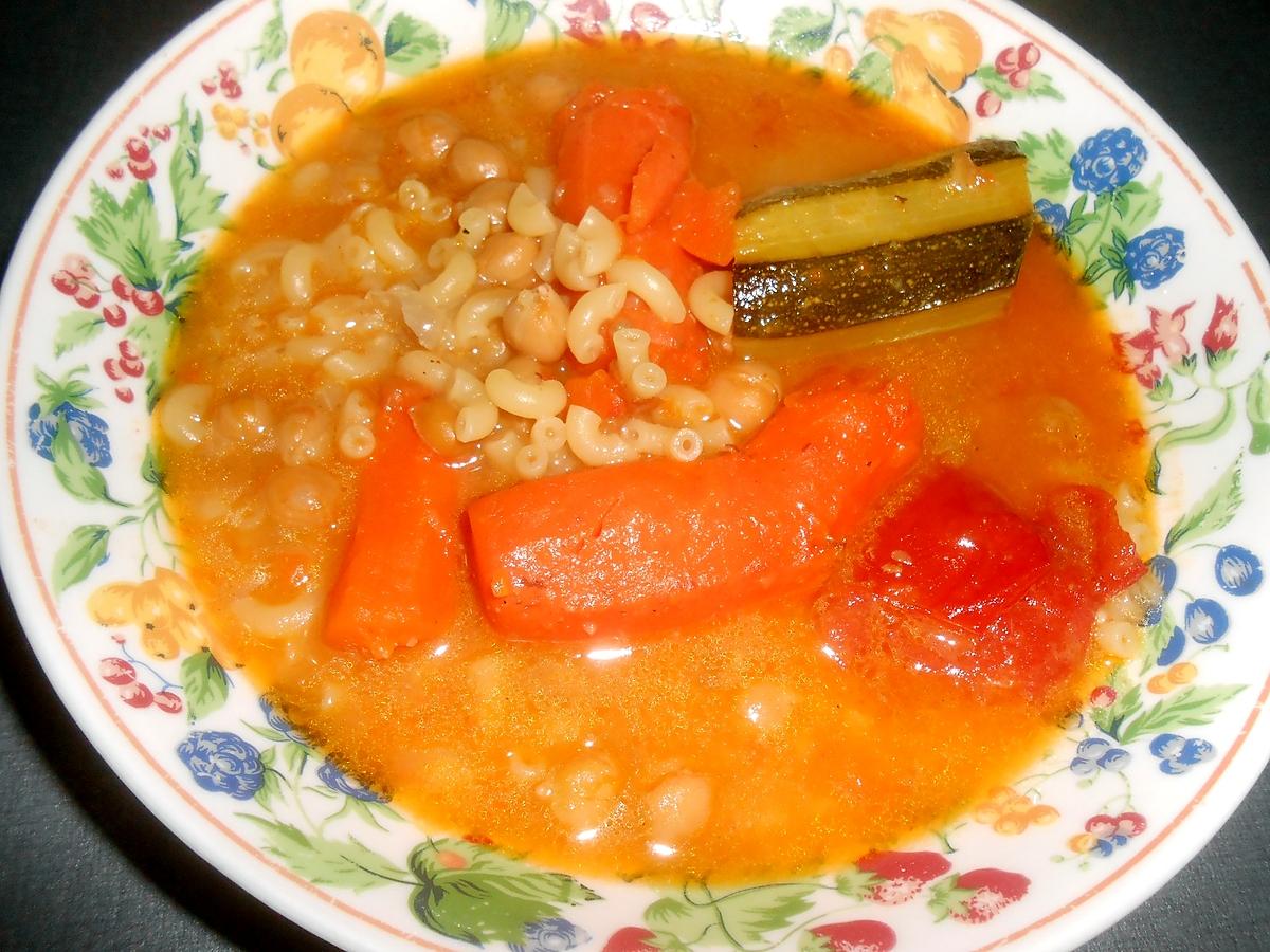 recette SOUPE D'UN SOIR (bouillon et legumes de couscous)