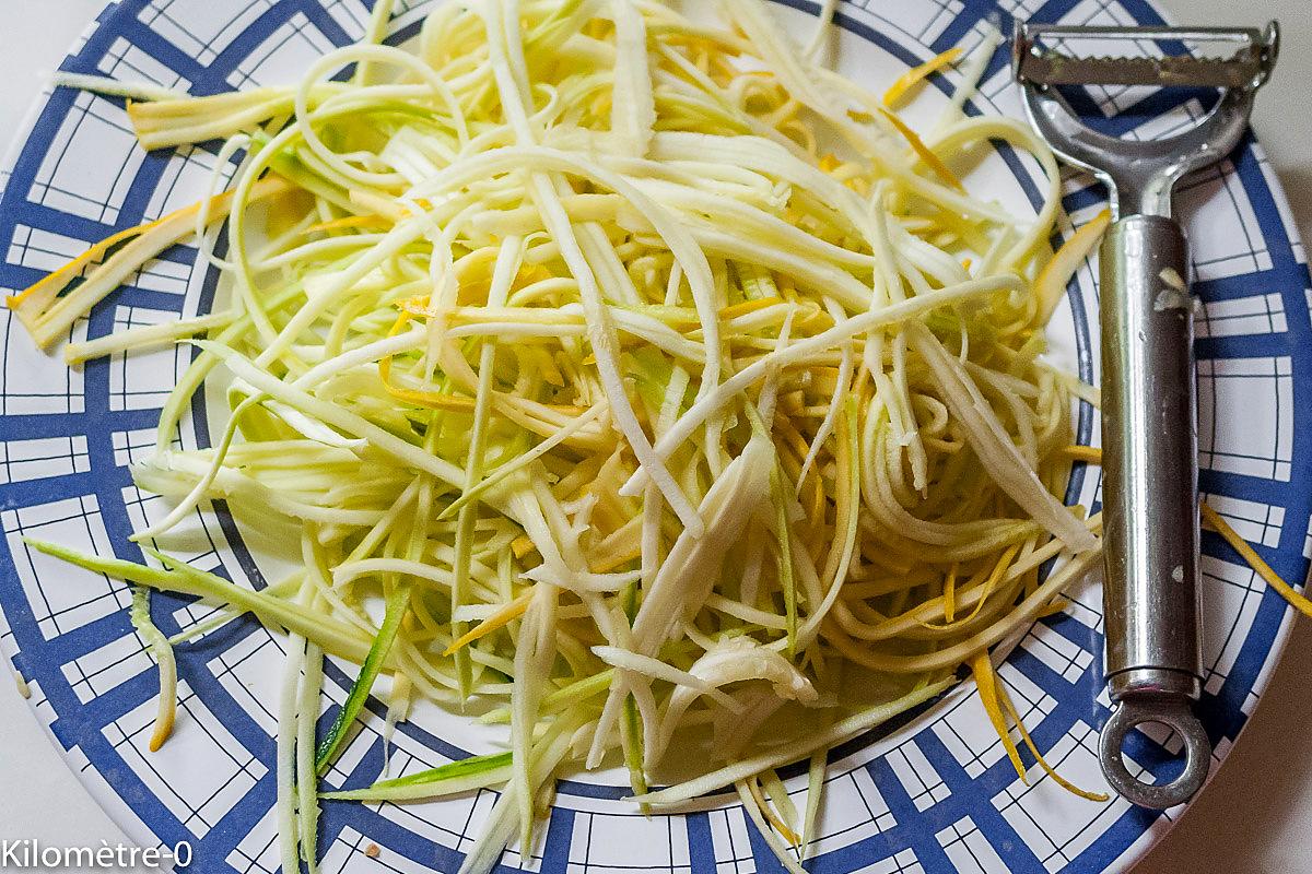 recette spaghettis de courgette à la tomate et à la fêta