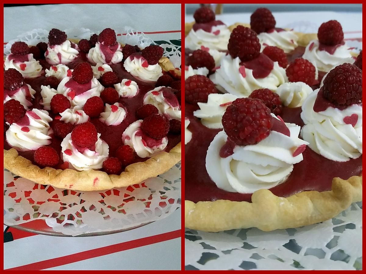 recette Tarte  petit bonheur      ...............au chocolat blanc & purée de framboises