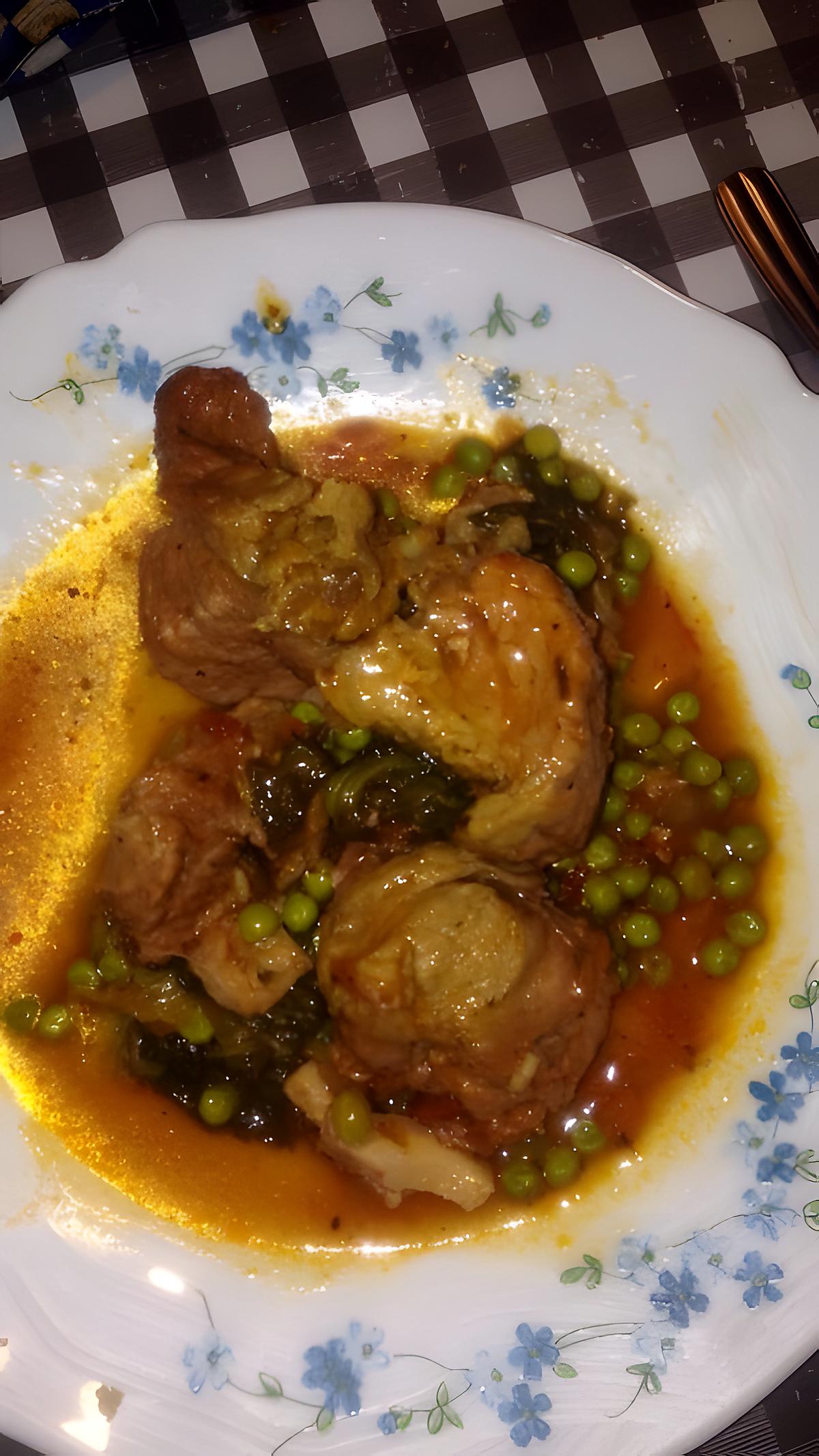 recette Ragout de veau , petit pois et salade chaude