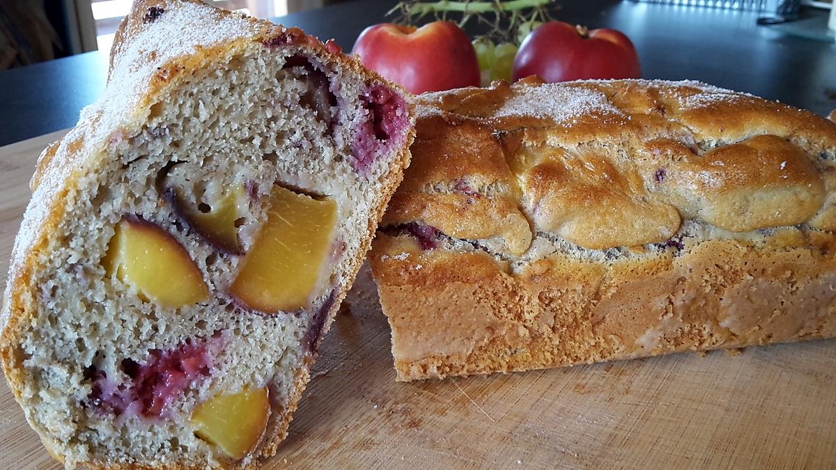 recette Gâteau péches et framboises  sans huile,sans beurre,sans sucre