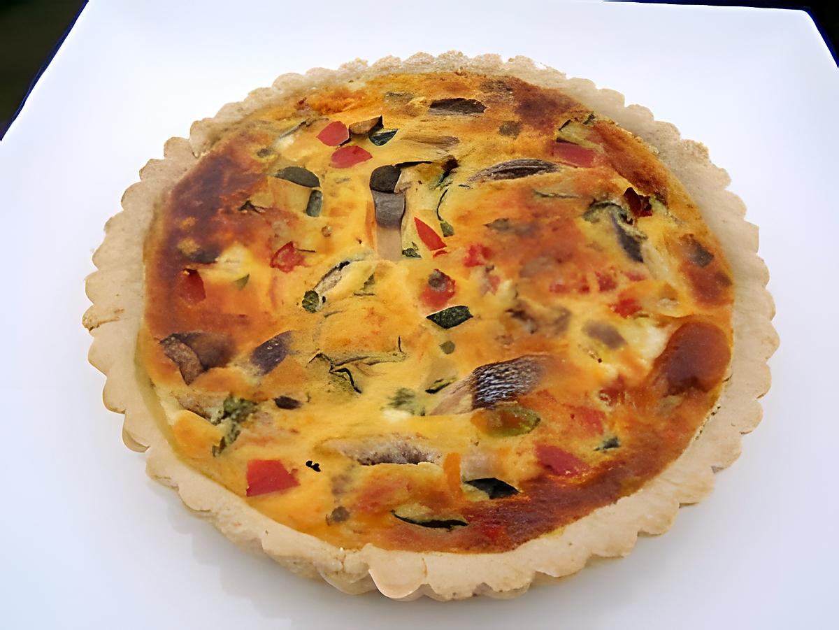 recette Tarte de légumes rissolés et  harengs fûmés sur une pâte brisée  maison au cumin