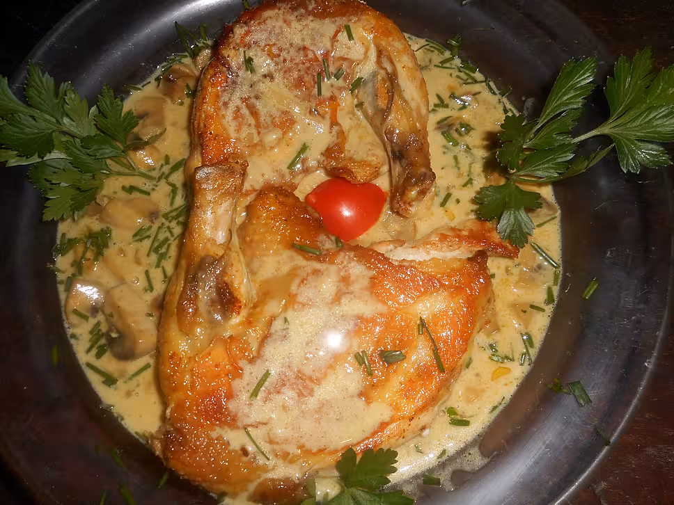 recette Supremes de pintade sauce aux champignons
