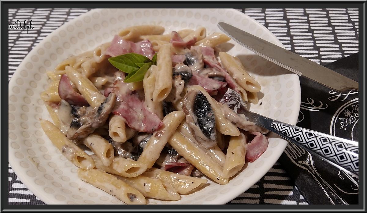 recette Penne aux Champignons et Bacon au Thermomix