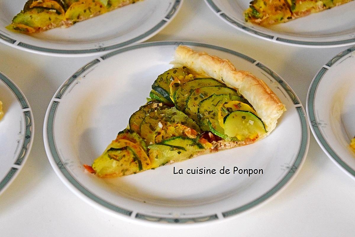 recette Tarte aux courgettes sur un lit d'effilochés