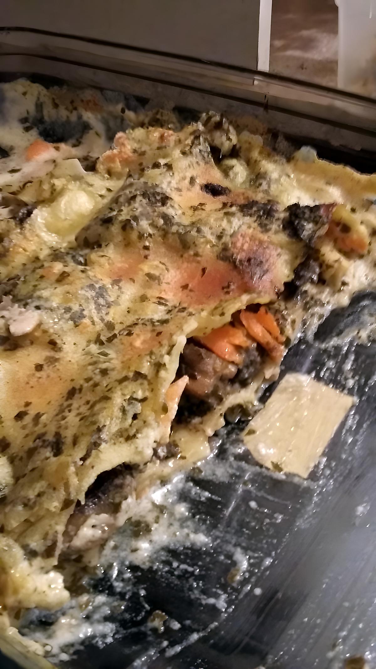 recette Lasagnes au Saumon, champignons et Pesto