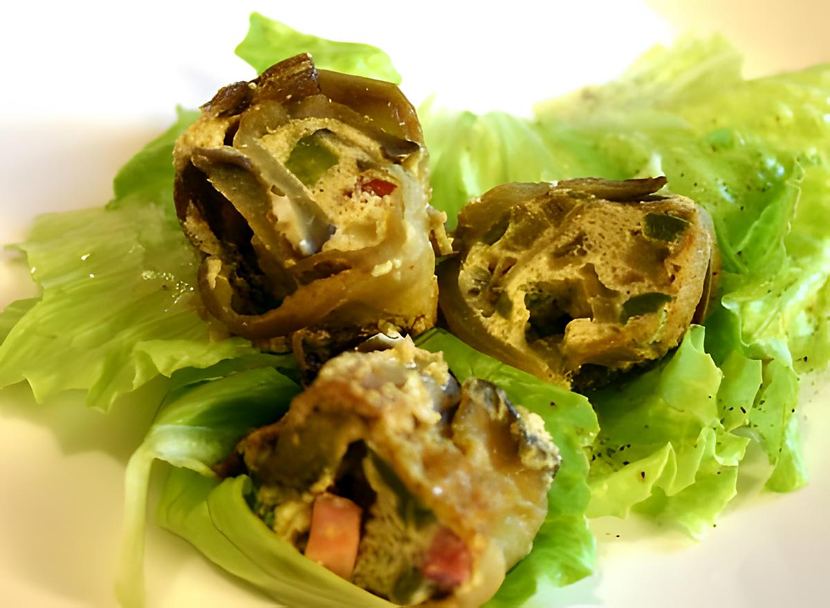 recette Rouleaux d'aubergines au lait de coco et parfum de curry