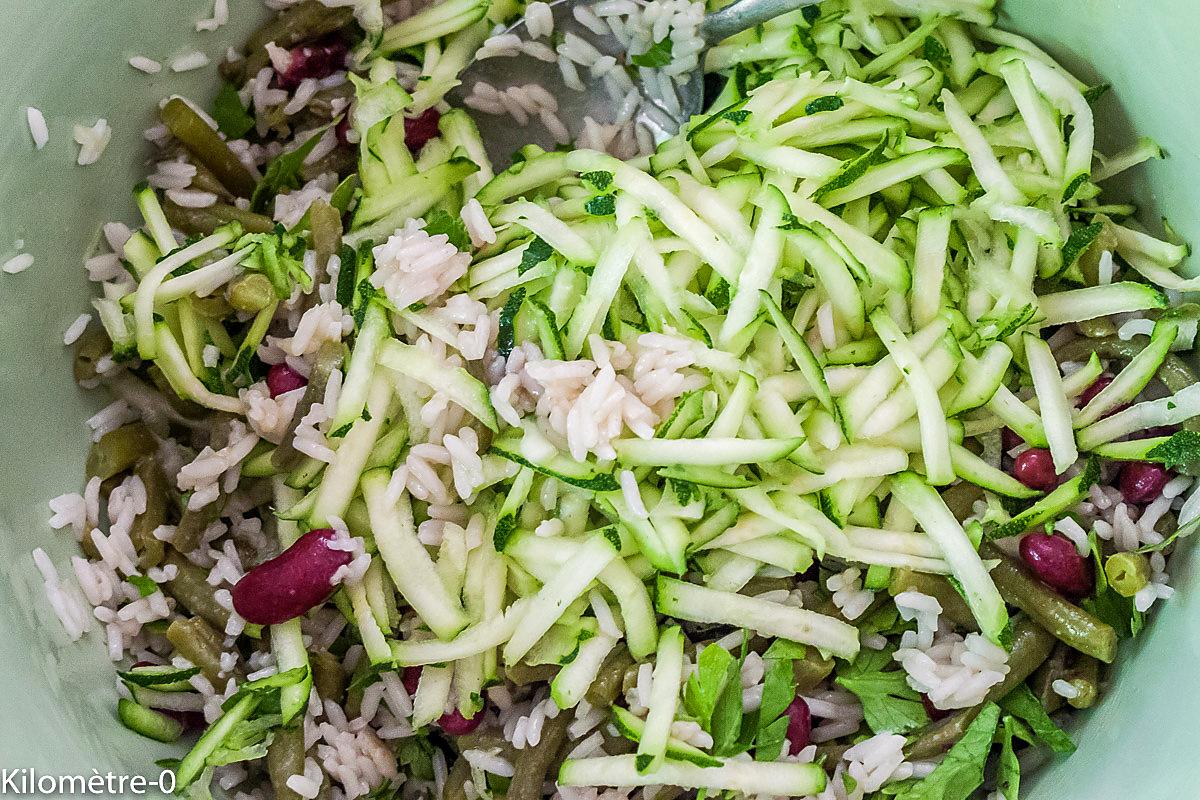 recette Salade de haricots, jambon, courgettes, radis et salicornes