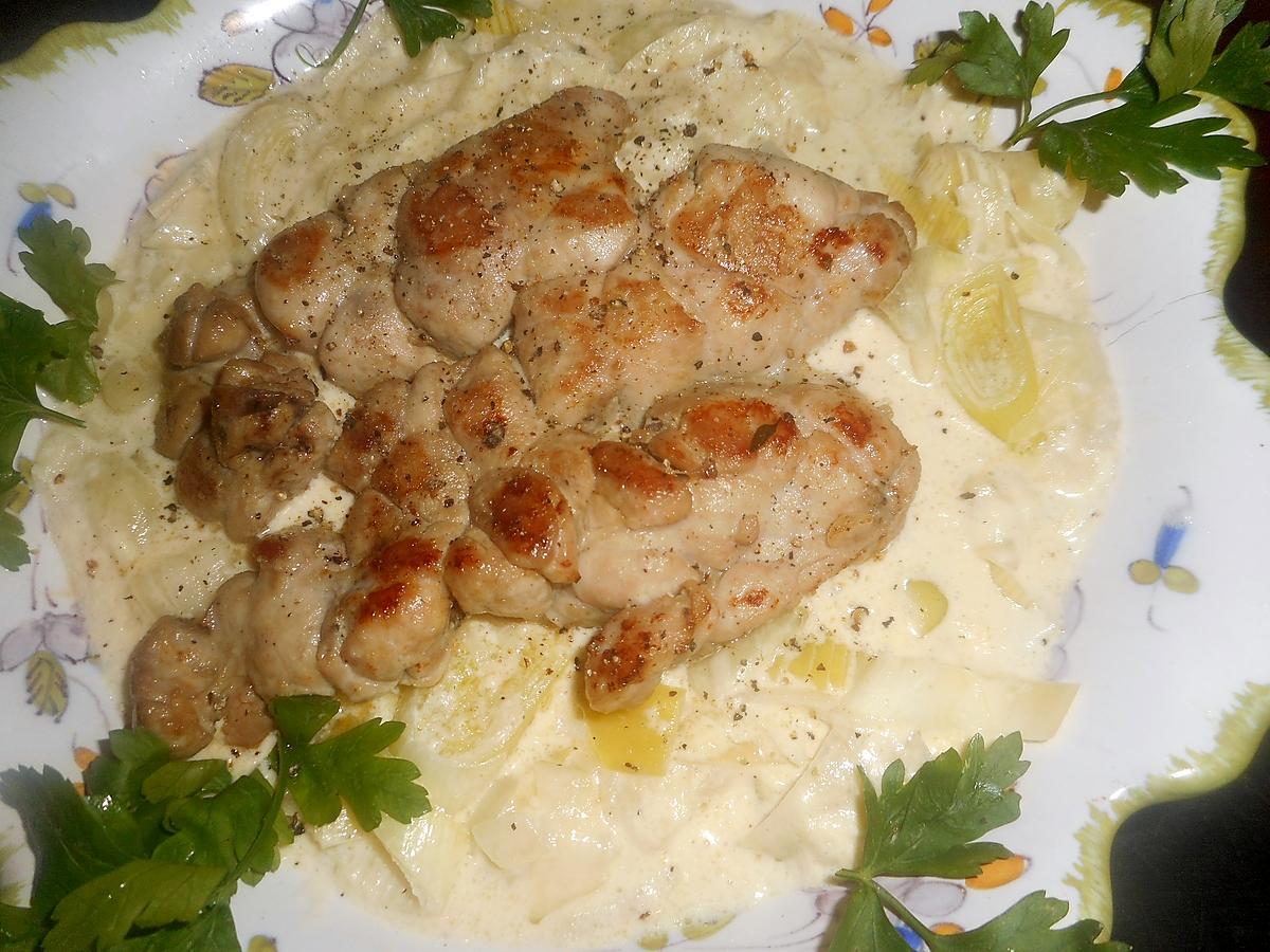 recette Ris de veau aux poireaux