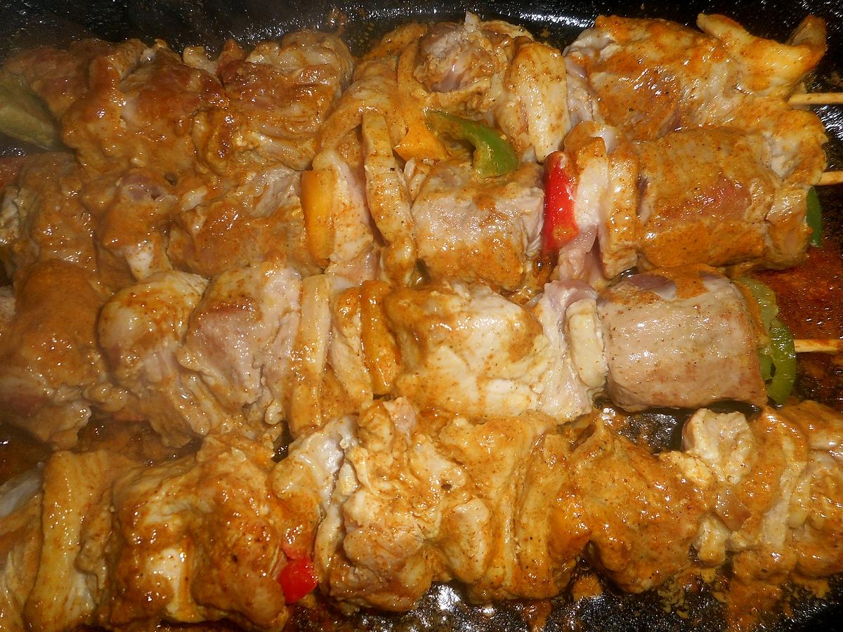 recette Brochettes de porc au curry thai