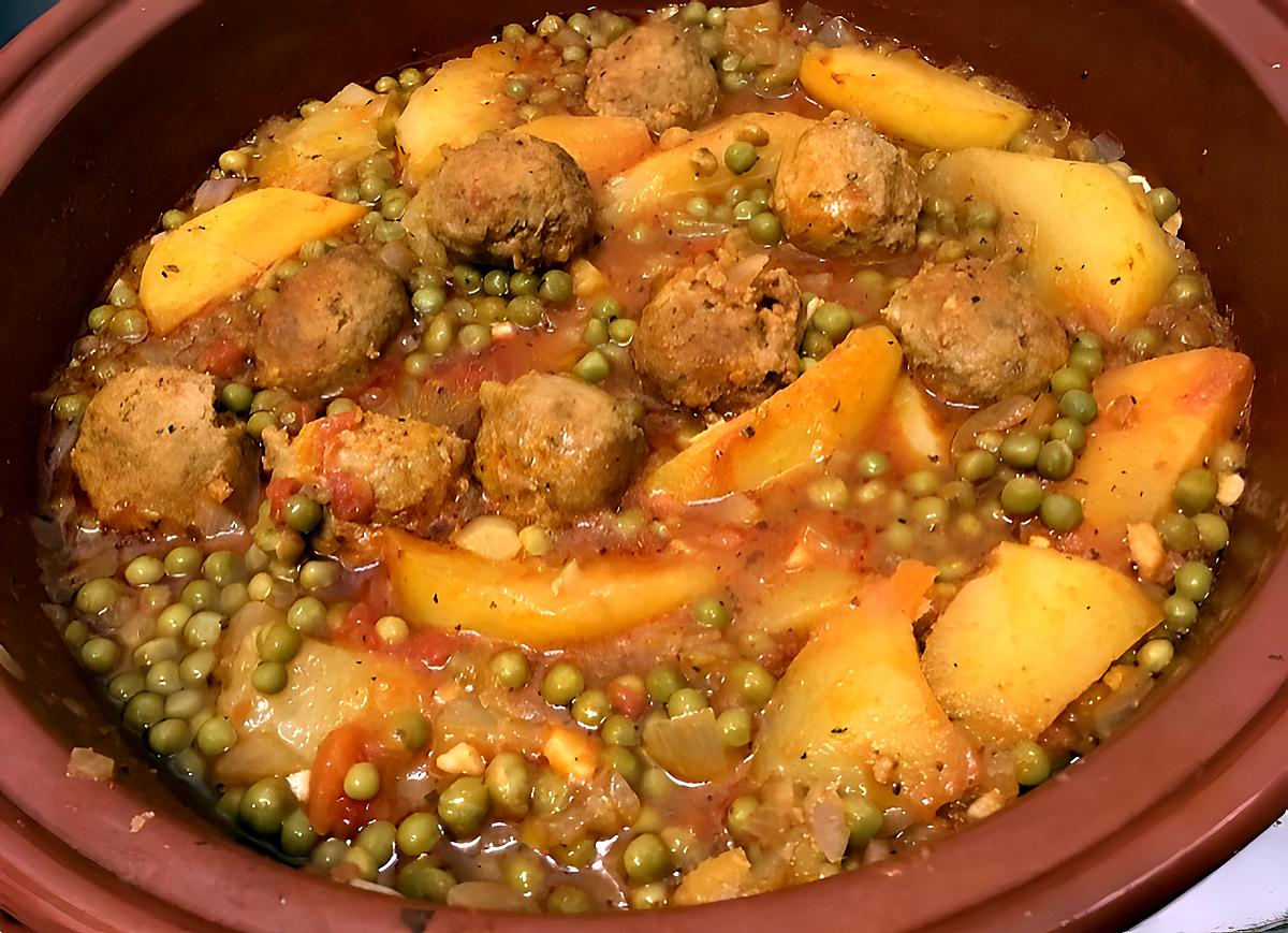 recette TAJINE DE BOULETTE AUX PETITS POIS