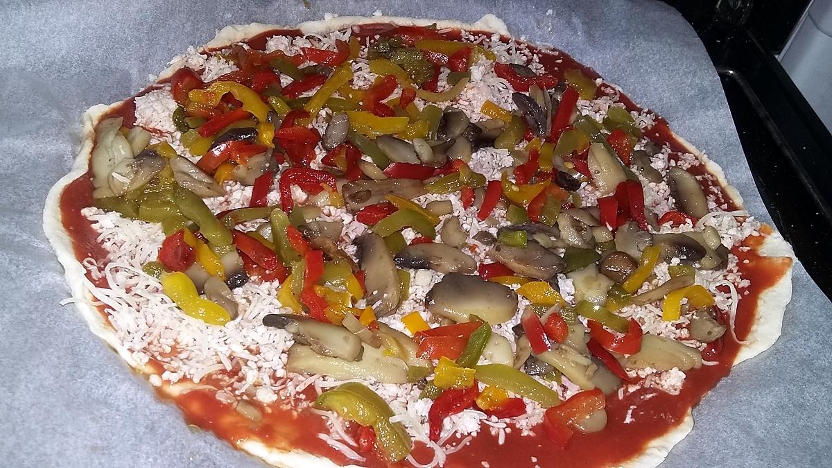 recette Pizza poivrons champignons