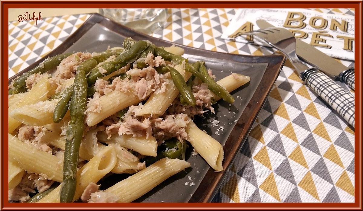 recette Penne aux haricots verts et thon