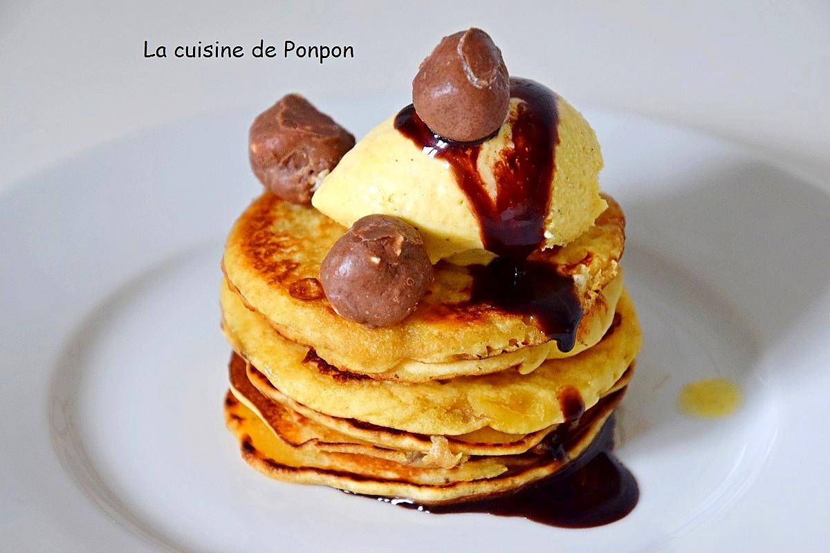 recette Pancakes en étages et chocolat