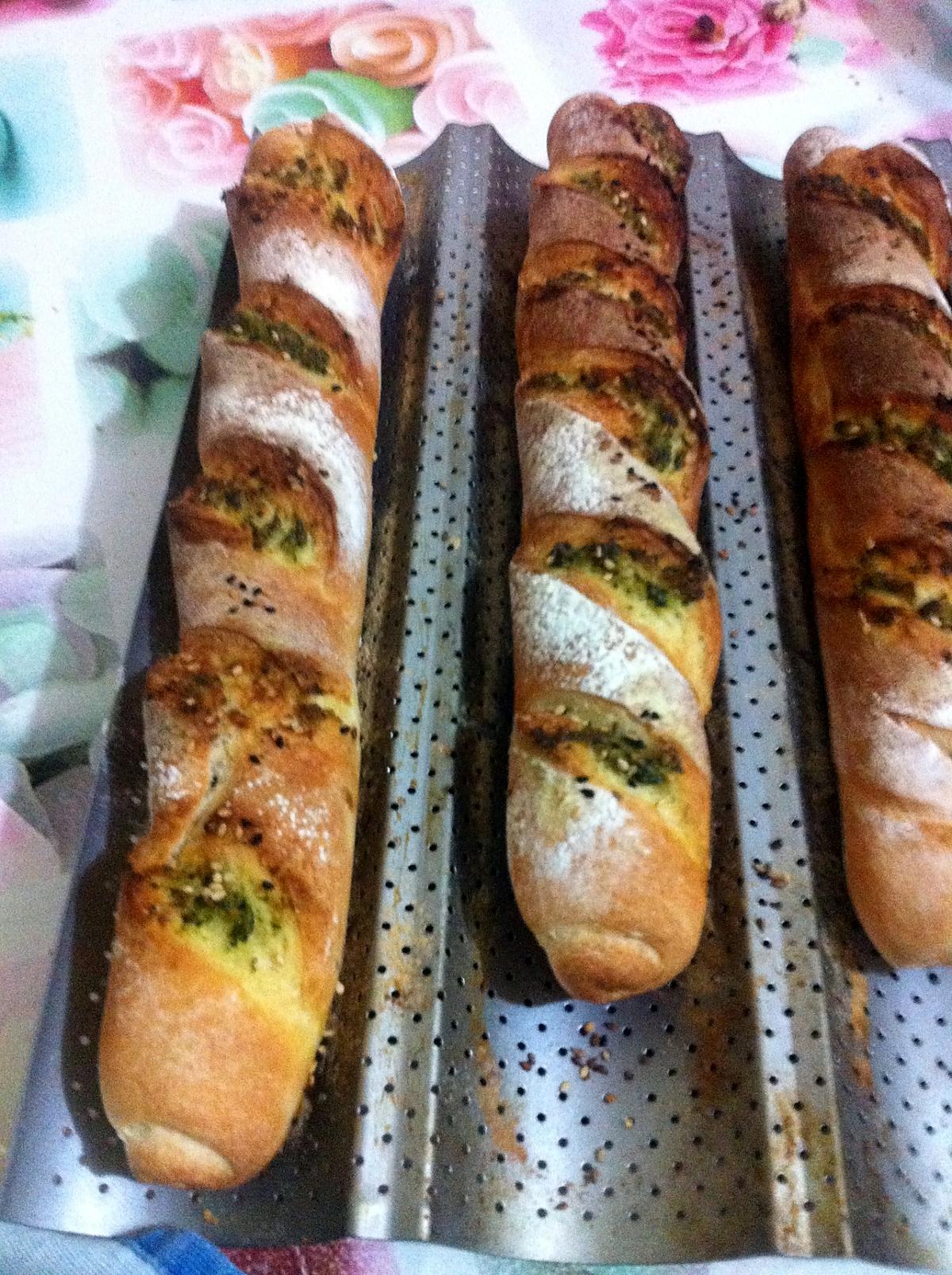 recette pain baguette a l'ail + beurre+persil