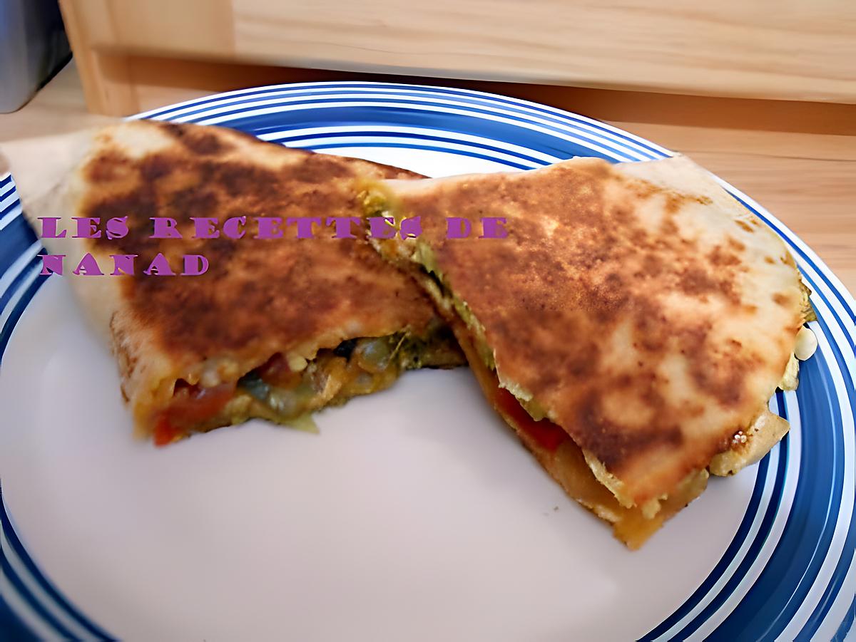 recette Quesadillas au poulet et poivrons