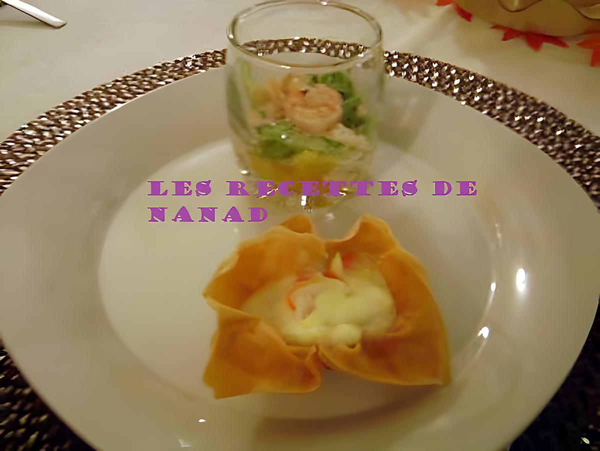 recette Verrine de crevettes et corolle de surimi