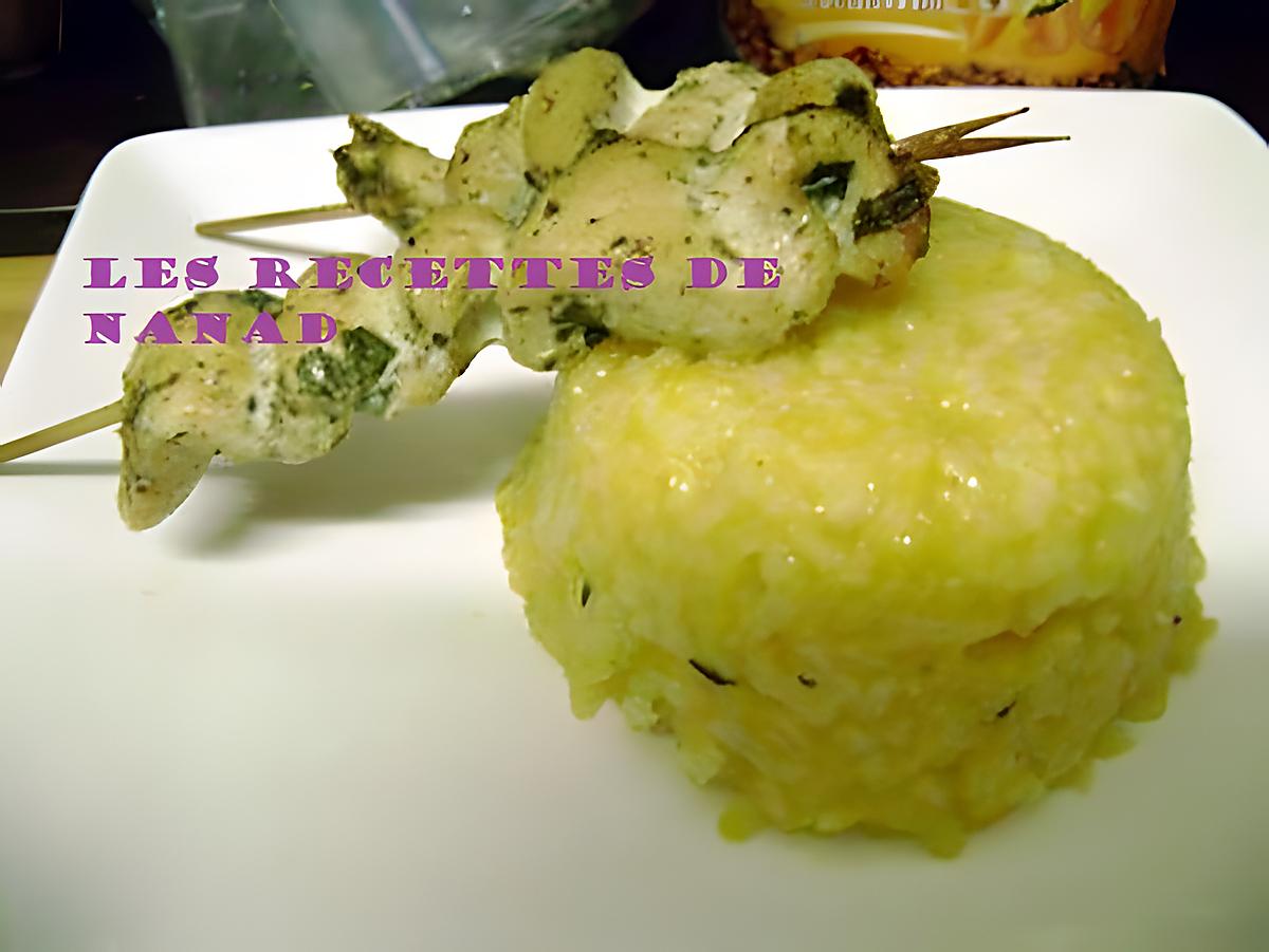 recette Risotto au giraumon et brochettes de poulet à l'oriental