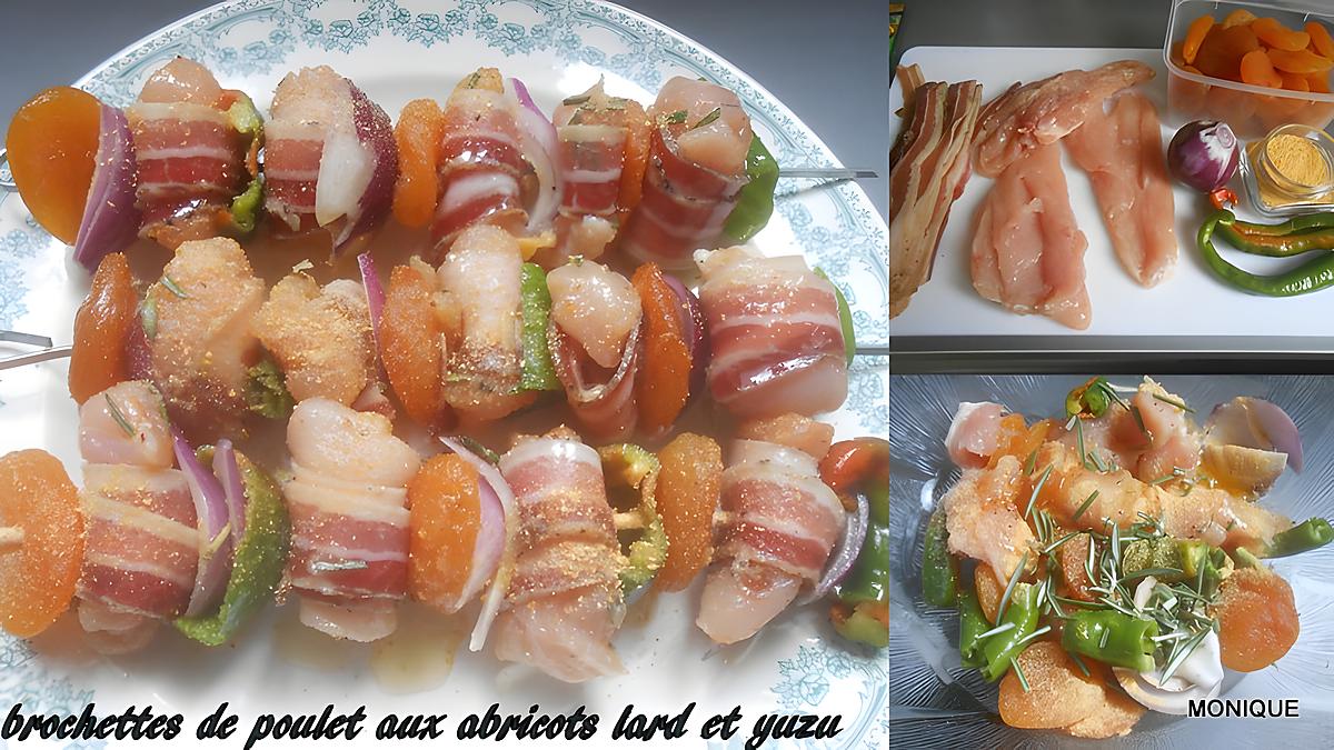 recette BROCHETTES DE POULET VENTRECHE ET ABRICOTS SECS