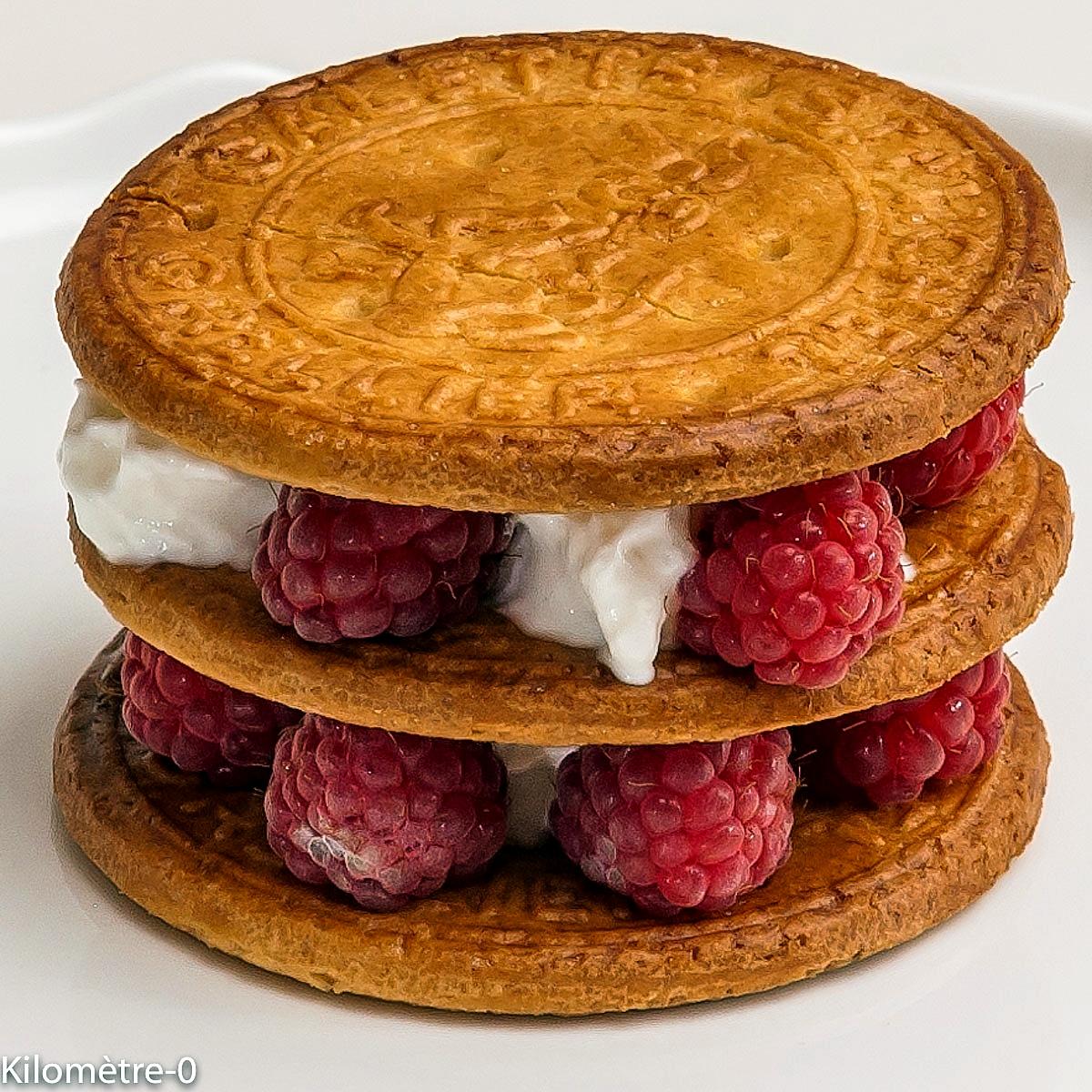 recette Millefeuille de galettes Saint Michel aux framboises