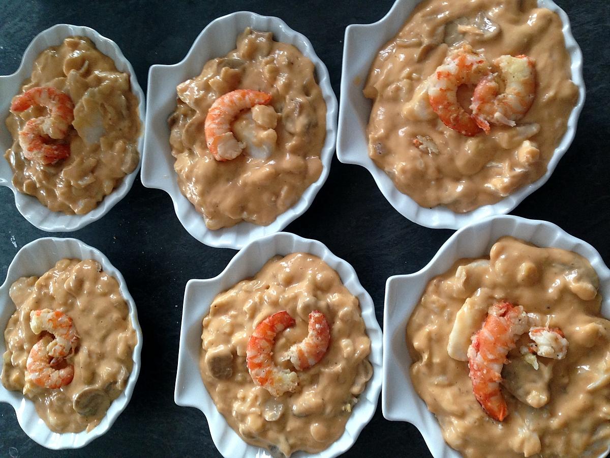 recette Coquilles de poisson et crevettes sauce Nantua -thermomix-