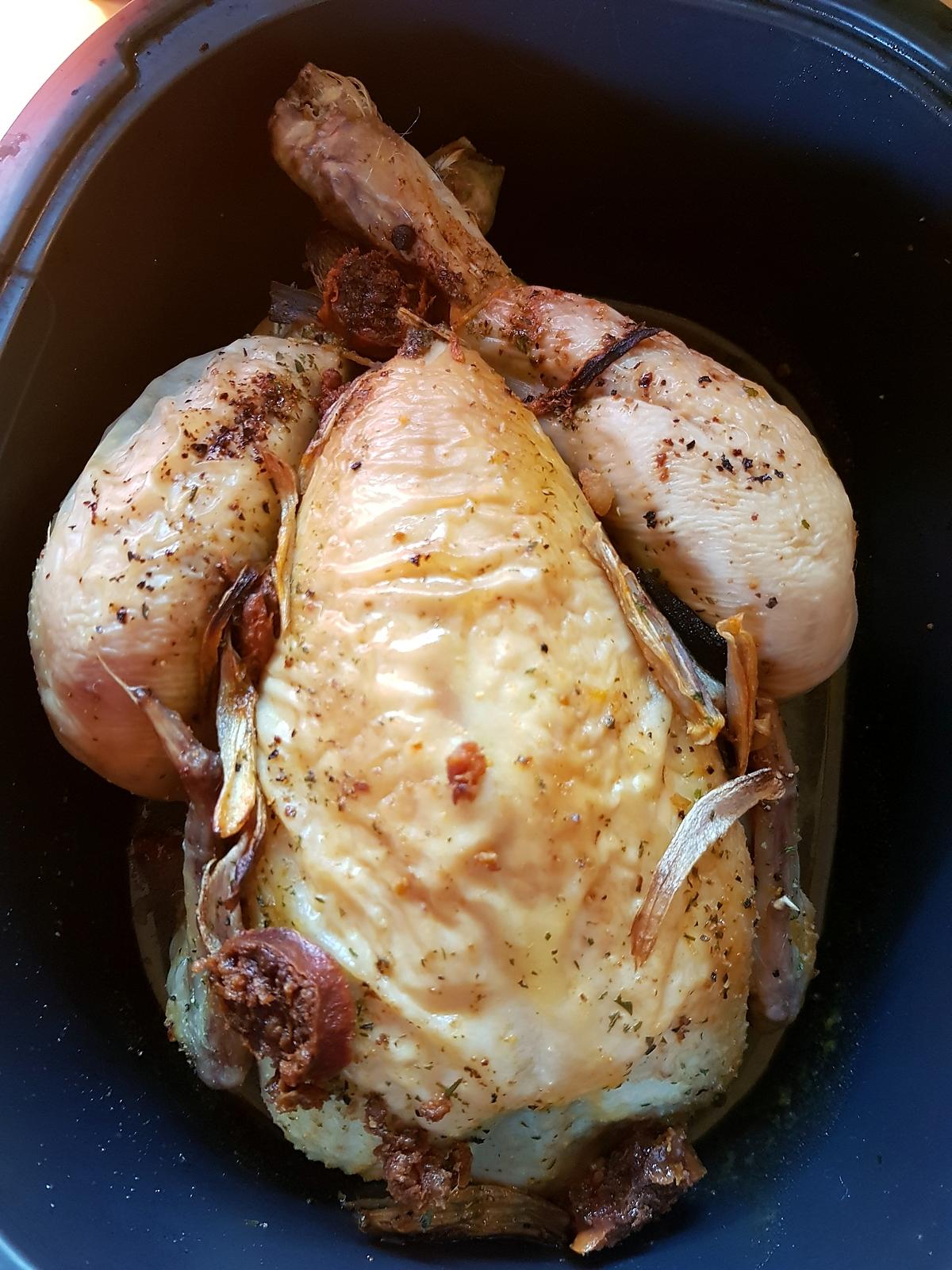 recette Poulet roti chorizo échalotes