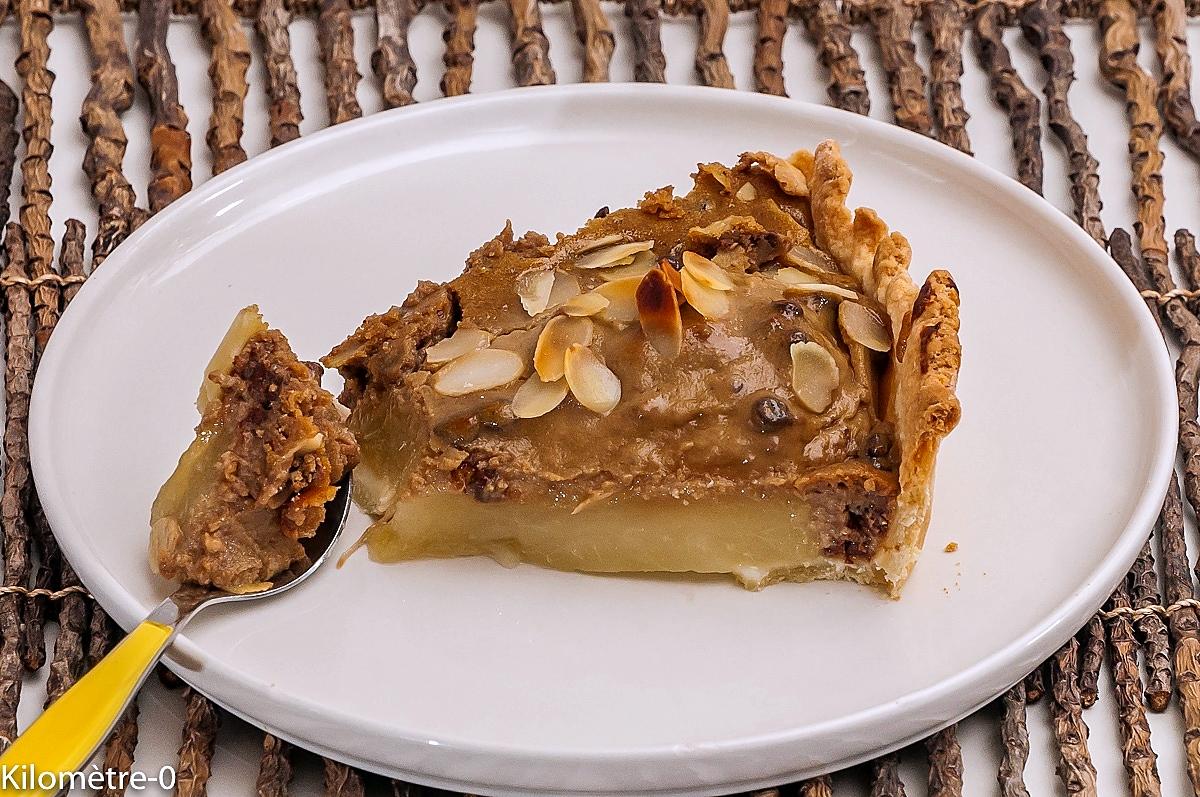 recette Tarte aux poires, châtaignes, chocolat et amandes