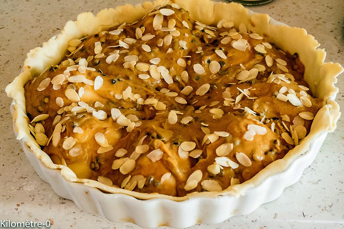 recette Tarte aux poires, châtaignes, chocolat et amandes